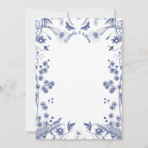 Nota plana del jardín botánico azul y blanco