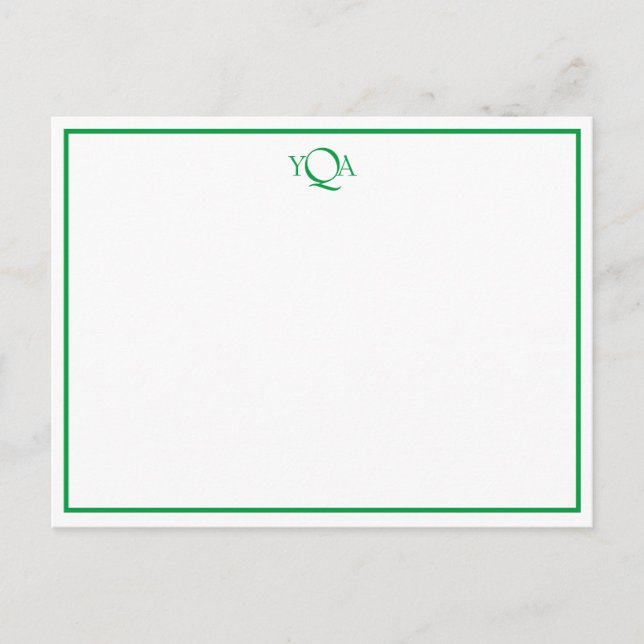 Nota plana monogramada verde y blanco (Anverso)