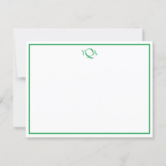 Nota plana monogramada verde y blanco