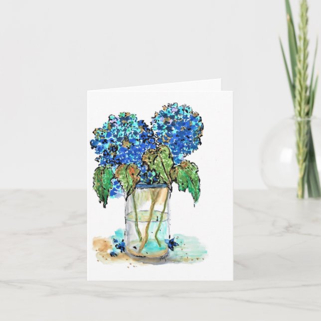 Nota plegada Tarjeta-acuarela de hortensias (Anverso)