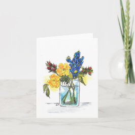 Nota plegada Tarjeta de acuarela original de flore