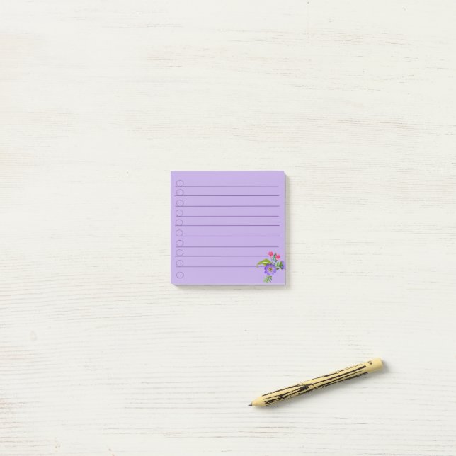 Nota post-it morado floral (Escritorio)