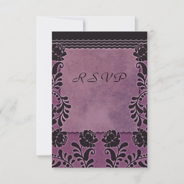Nota RSVP de Plum Rosa Morado y Boda Negra (Anverso)