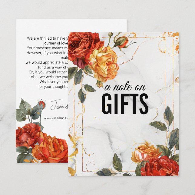 Nota sobre los regalos Marble Dreams Naranja Rosa (Anverso / Reverso)