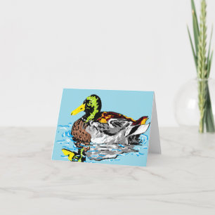 Nota Tarjeta en blanco dentro del pato en un estan