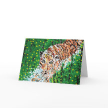 Nota Tarjeta en blanco dentro / Tigre en el pozo