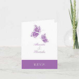 Nota violeta simple de RSVP de la mariposa