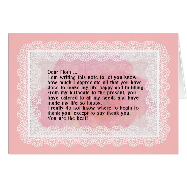 Nota y tarjeta del día de la madre para la madre (Anverso (Horizontal))