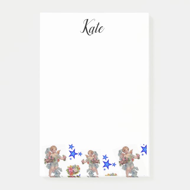 Notas Adhesivas Ángeles Estrellas Azules (Anverso)