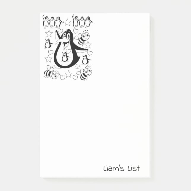 Notas Adhesivas Coloreando Pingüinos Abejorro (Anverso)