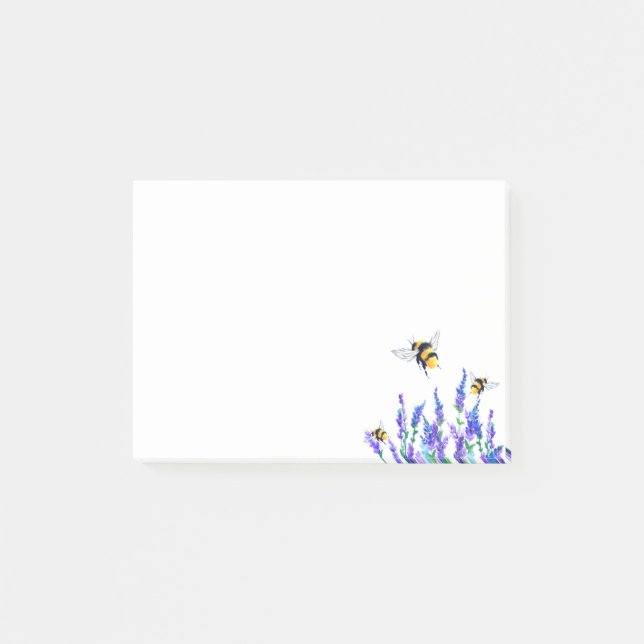 Notas adhesivas de flores de primavera y abejas vo (Anverso)