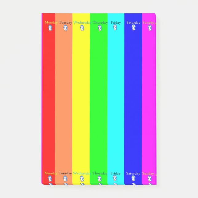 Notas Adhesivas Días de la Semana Rayas Pingüino (Anverso)