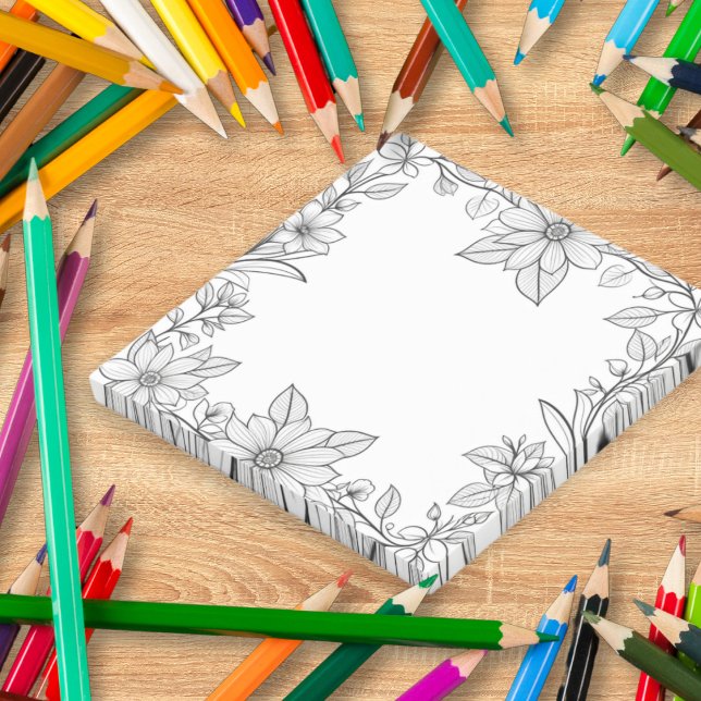 Notas Adhesivas Divertidas con Borde Floral para C (Sticky notes with a floral border to color in. A cute novelty gift for garden lovers)