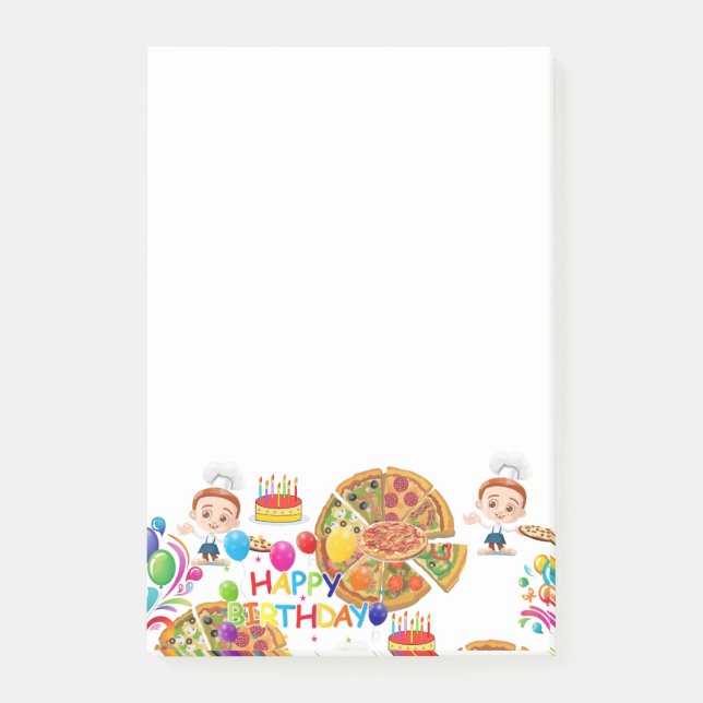 Notas adhesivas Feliz Cumpleaños Pizza (Anverso)