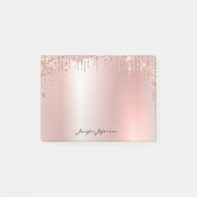 Notas adhesivas Pink Rose Gold Name Post-it® (Anverso)