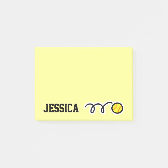 Notas adhesivas Post-it® personalizadas de softbal (Anverso)