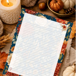 Notas Bloc de escritura floral de otoño – Papelería eleg