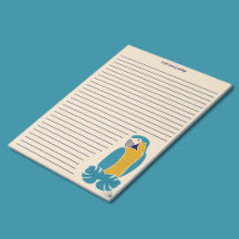 Bloc de papel para escribir con líneas y guacamayo