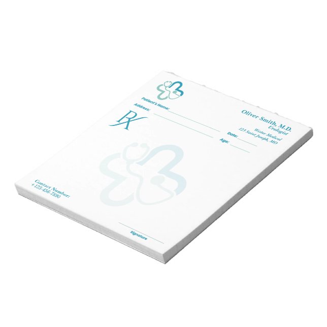 Notas Bloc de prescripción médica personalizada minimali (Lado Izquierdo)