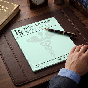 Notas Bloc de prescripción RX editable Caduceo de médico