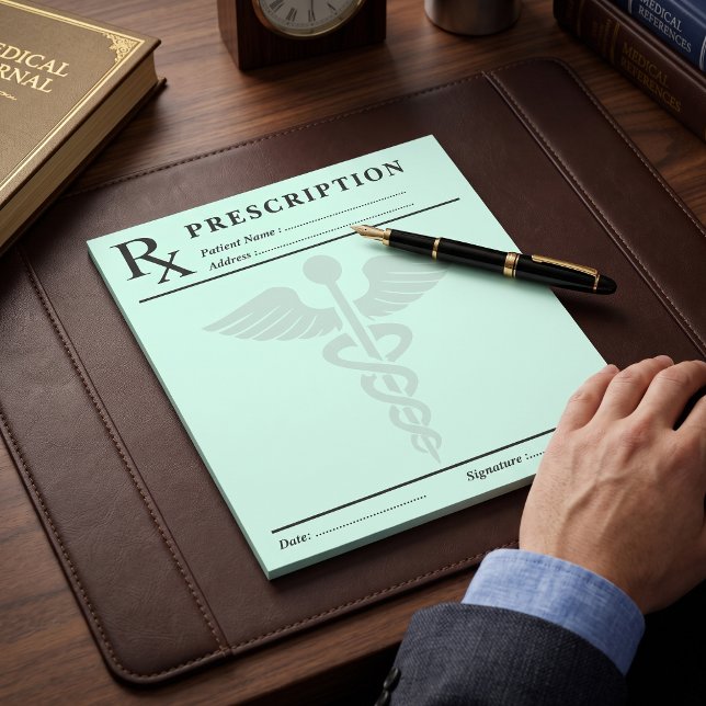 Notas Bloc de prescripción RX editable Caduceo de médico (Custom Prescription RX Pad Editable Doctor Caduceus)