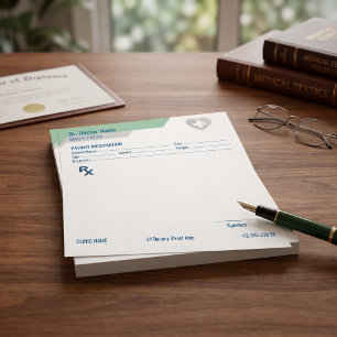 Notas Bloc de prescripción RX personalizable para médico