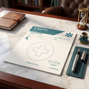 Notas Bloc de prescripción RX personalizado verde azulad