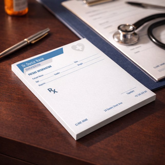 Notas Bloc de RX Personalizable para Médicos - Bloc de R (Custom Prescription Notepad | Editable Professional RX Pad)