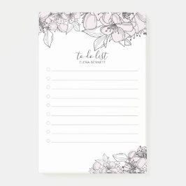 Notas botánicas post-it de Rubor Hand Drawn Flower