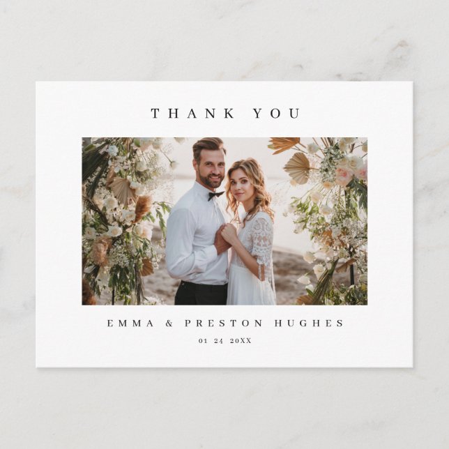 Notas de agradecimiento de boda modernas con foto (Anverso)