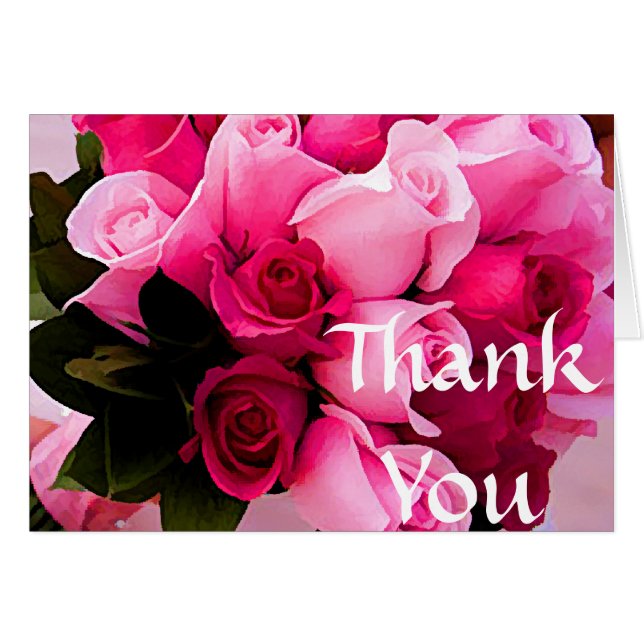 Notas de agradecimiento de rosa rosa o plantilla d (Anverso (Horizontal))