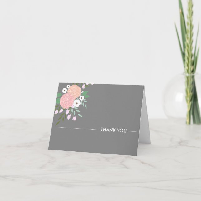 Notas de agradecimiento florales elegantes - gris (Anverso)