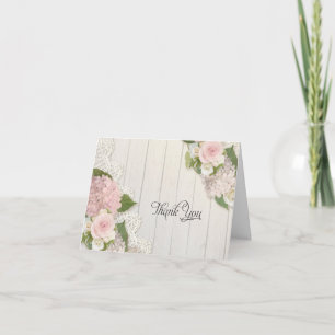 Notas de Agradecimiento Hortensias Rosadas Encaje 