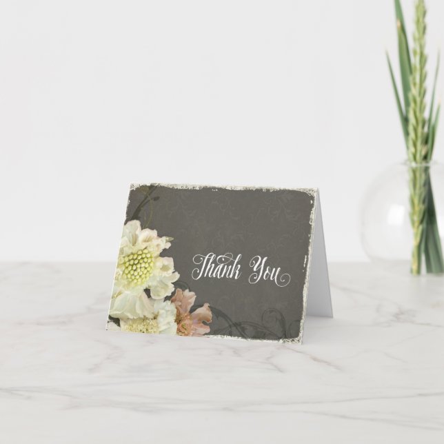 Notas de agradecimiento modernas con flores pintad (Anverso)