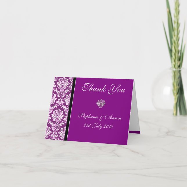 Notas de agradecimiento para boda moradas (Anverso)