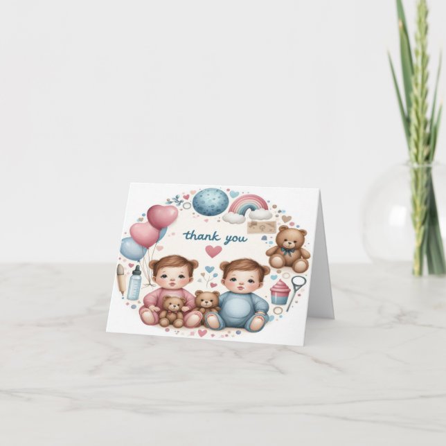 Notas de agradecimiento para chicas gemelos o rega (Anverso)