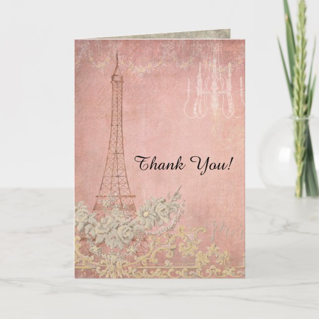 Notas de agradecimiento rosadas París Ciudad del a (Anverso)