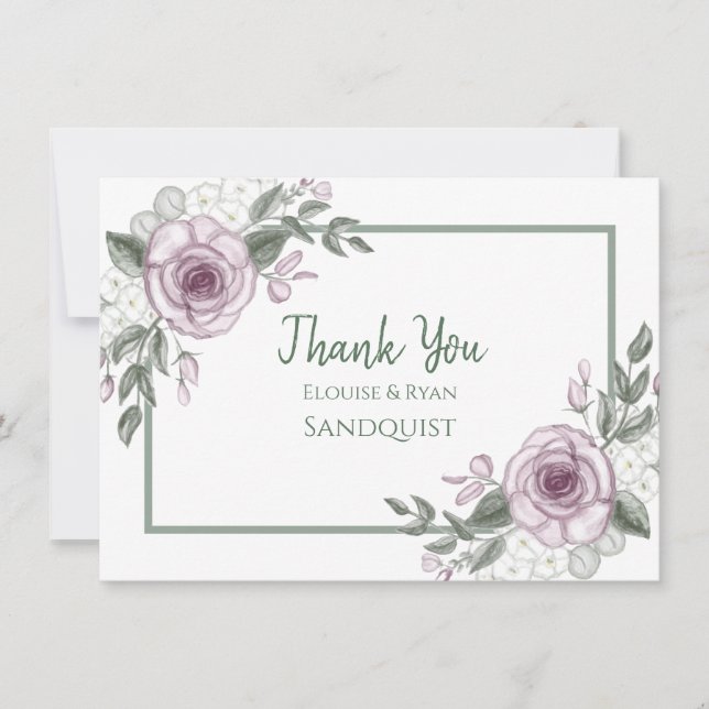 Notas de Agradecimiento | Rosas Malva Floral Elega (Anverso)