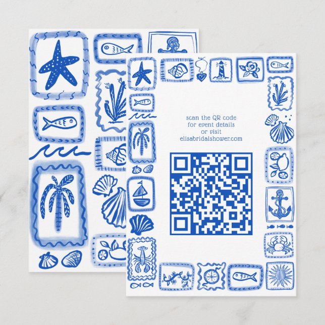 Notas de Amor del Mar Moderno QR Personalizado  Re (Anverso / Reverso)