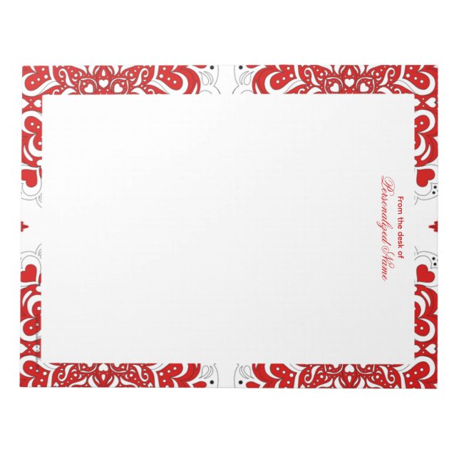 Notas de amor intrincadas - Bloc de notas rojo sin (Frente)