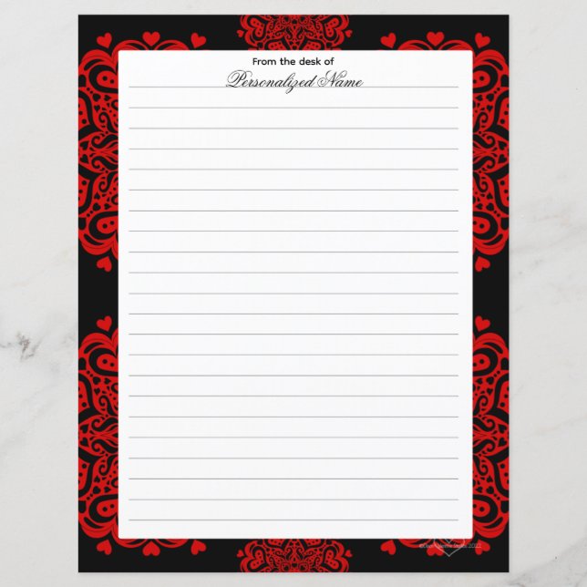 Notas de amor intrincadas - Hoja de papel con lino (Anverso)