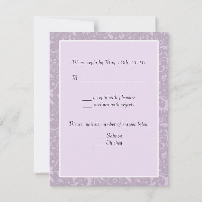 Notas de Boda de Simple Floral Lavender RSVP (Anverso)