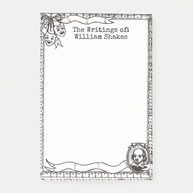 Notas de dibujo de William Shakespeare Post-it® 4  (Anverso)