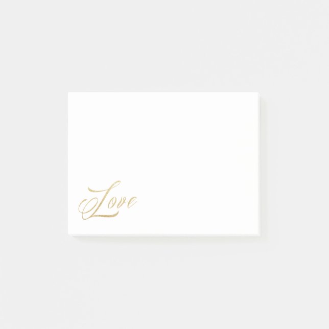 Notas de Gold Sparkle Love Post-it (Anverso)