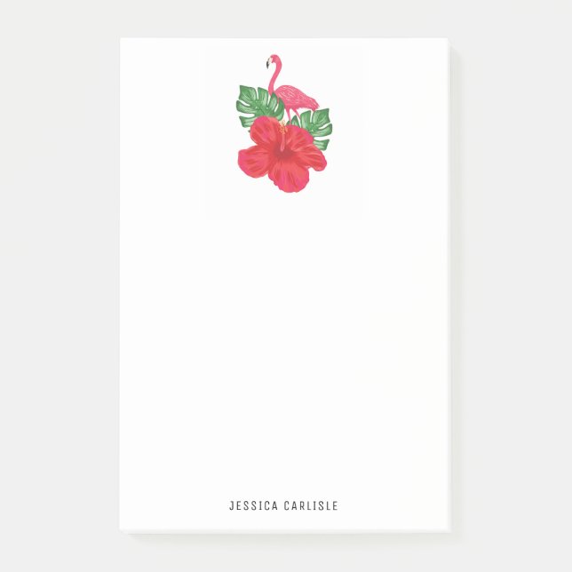 Notas de Hibiscus y Flamingo Tropical Post-it (Anverso)