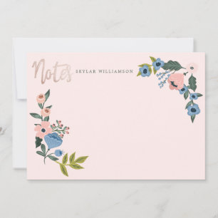 Notas de la corona bucal rosa y azul floral