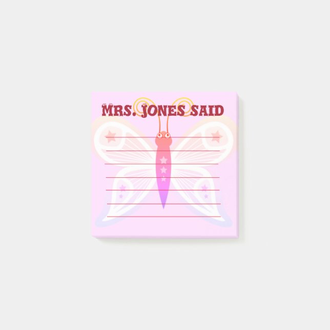 Notas de la Sra. Jones Said Pink Post-It (Anverso)