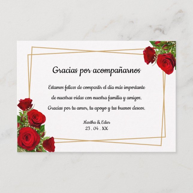 Notas de mesa Rosa Carmesí Recepción Española (Anverso)