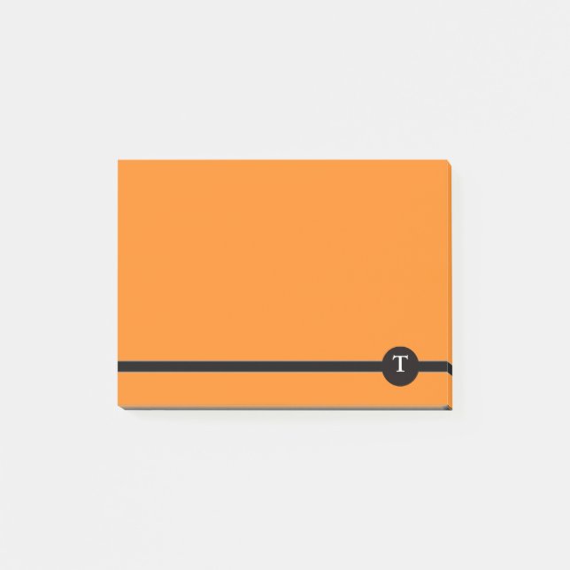 Notas de Monograma Post-it® de naranja y franja bl (Anverso)