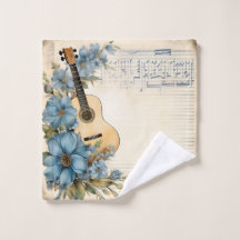 Notas de música de guitarra azul Flores